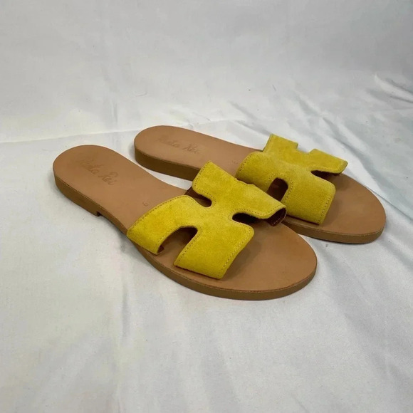 Yellow Suede-Like Sandals - Picture 1 of 4